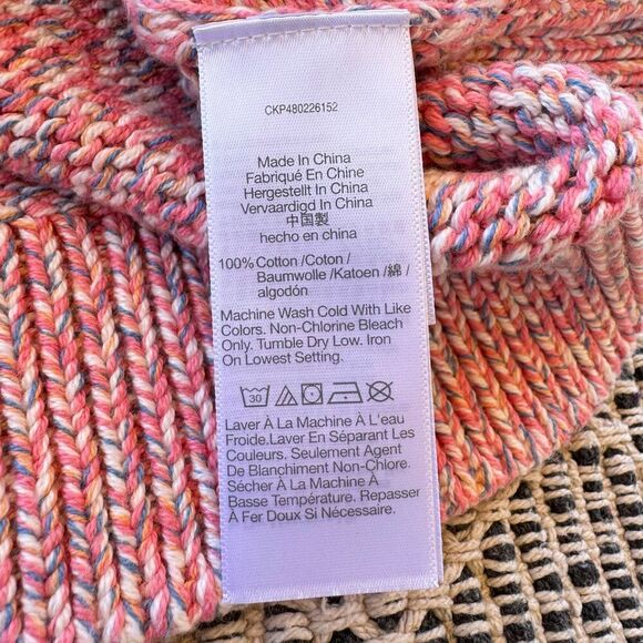 J. Crew Factory Pink Blue Cream Cotton Crewneck chunky Sweater XXL - Picture 4 of 5